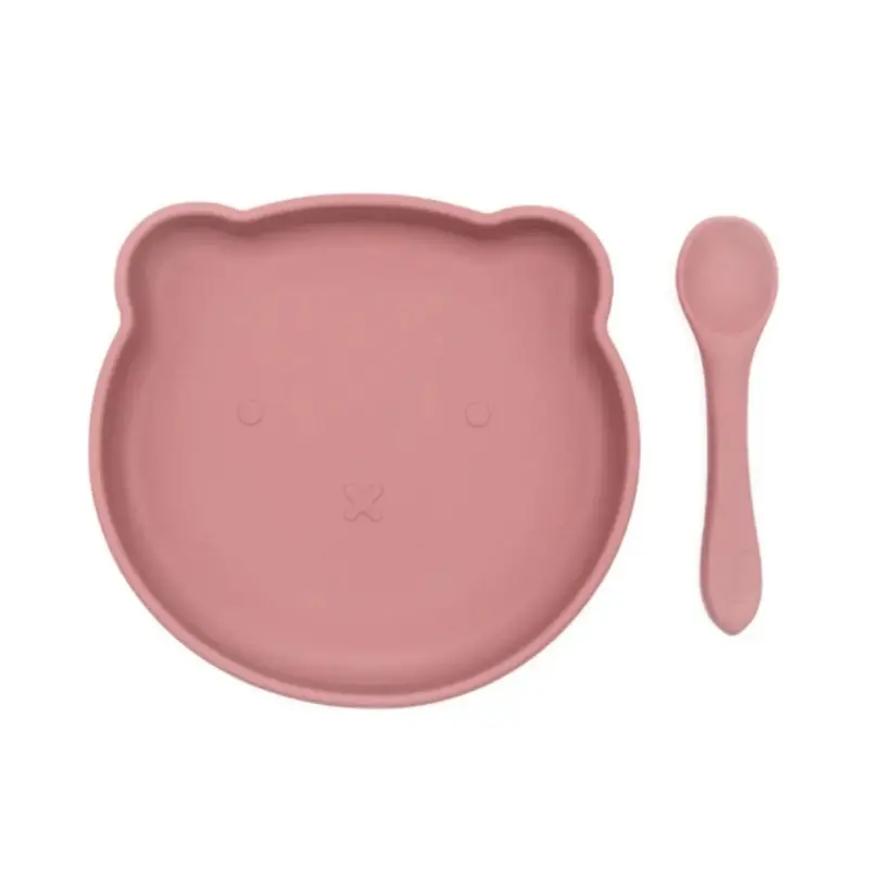 Blw Essentials Bear Plate And Spoon - Dusty Rose 1