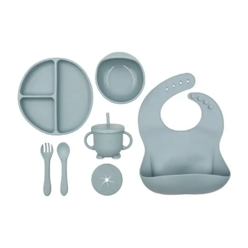 Blw Essentials Silicone Feeding Set - Dusky Blue 1
