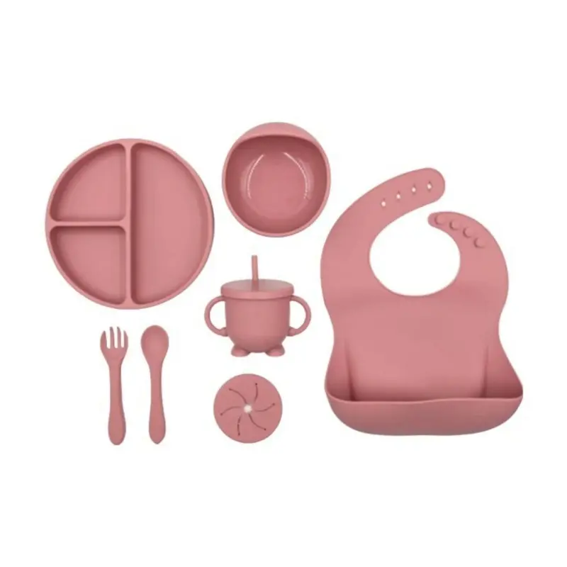 Blw Essentials Silicone Feeding Set - Dusty Rose 1