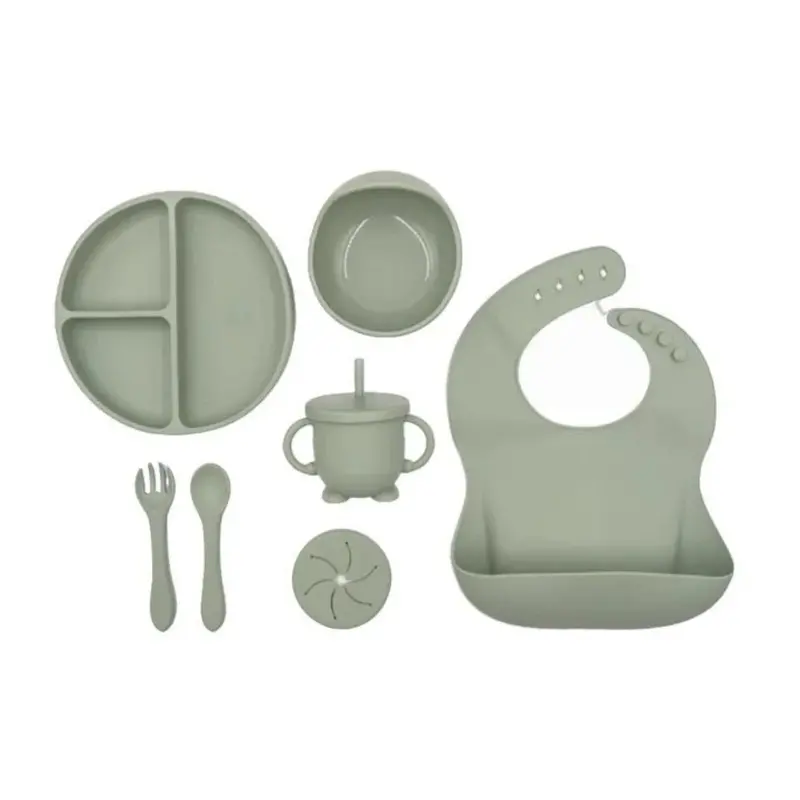 Blw Essentials Silicone Feeding Set - Sage 1