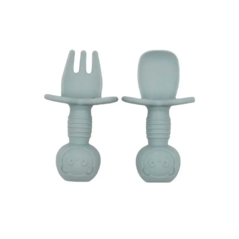 Blw Essentials Silicone Training Cutlery Set-Dusky Blue 1