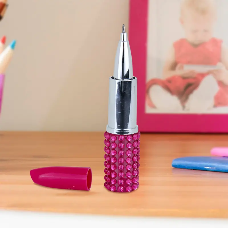 Bolígrafo En Forma De Lápiz Labial Color Fucsia 1