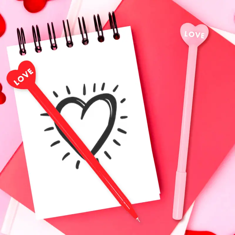 Bolígrafos Con Diseño De Corazón "Love", Lila Y Azul 1