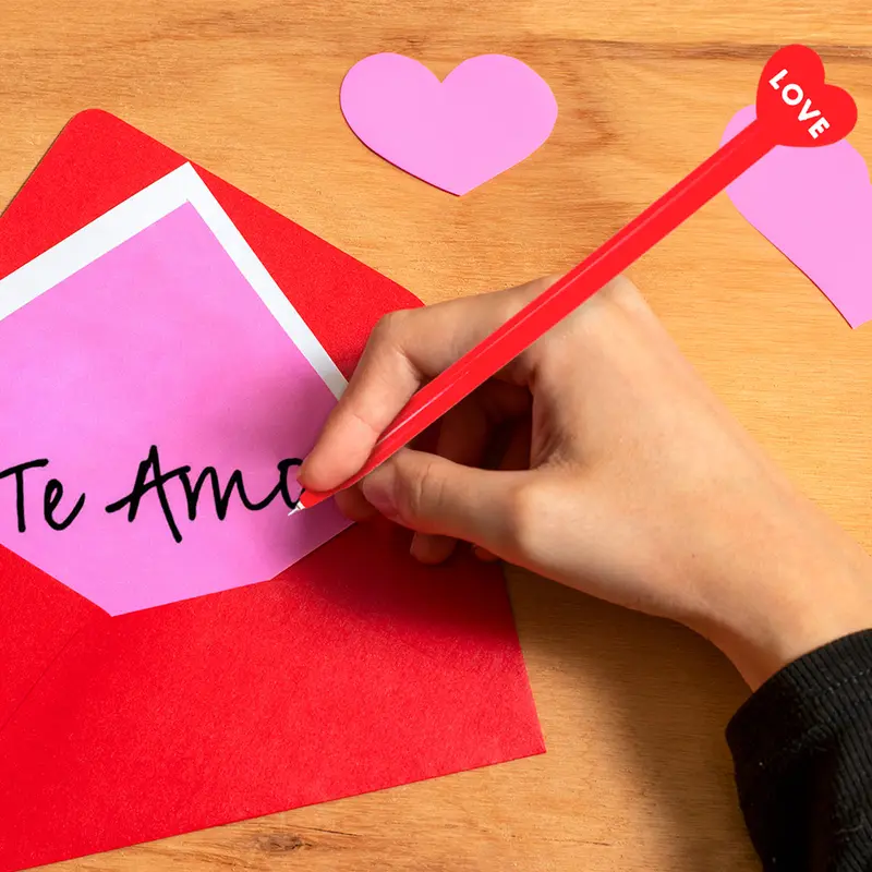 Bolígrafos Con Diseño De Corazón "Love", Lila Y Azul 2