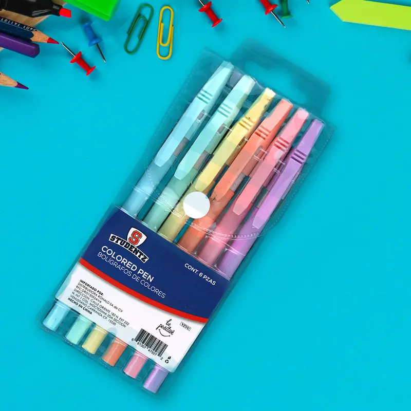 Bolígrafos De Colores, 6 Pzas 1