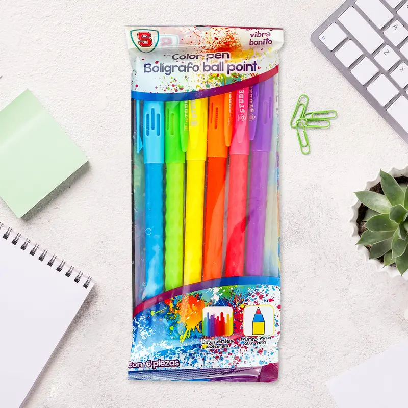Bolígrafos De Punto Fino De Colores, 6Pzas 1