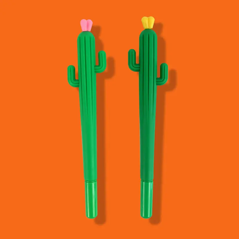 Bolígrafos En Forma De Cactus, Tinta Negra En Gel, 3 Piezas 1
