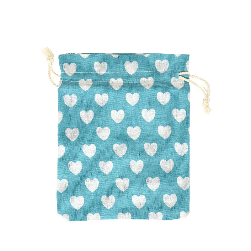Bolsa De Corazones Con Cordón, Color Azul Turquesa 2