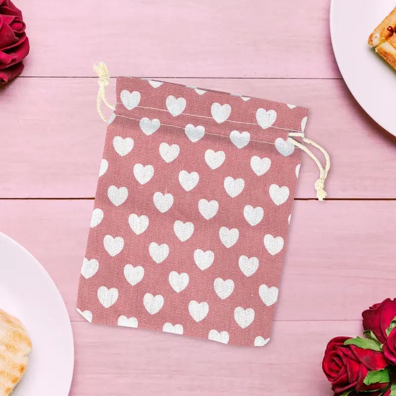 Bolsa De Corazones Con Cordón, Color Rosa 1