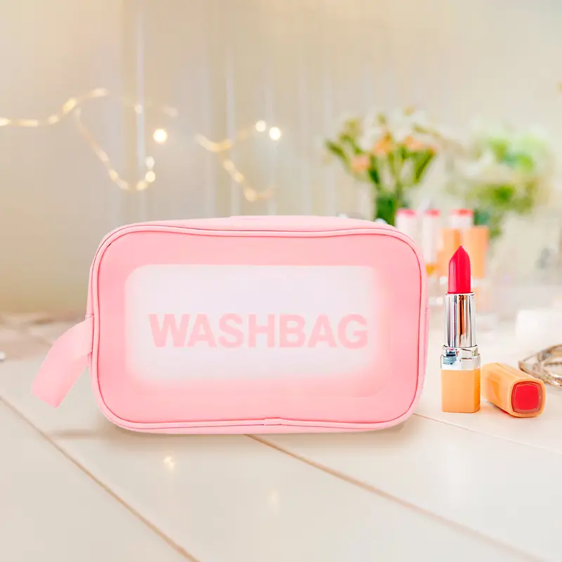 Bolsa De Maquillaje Rosa Con Transparencias 1