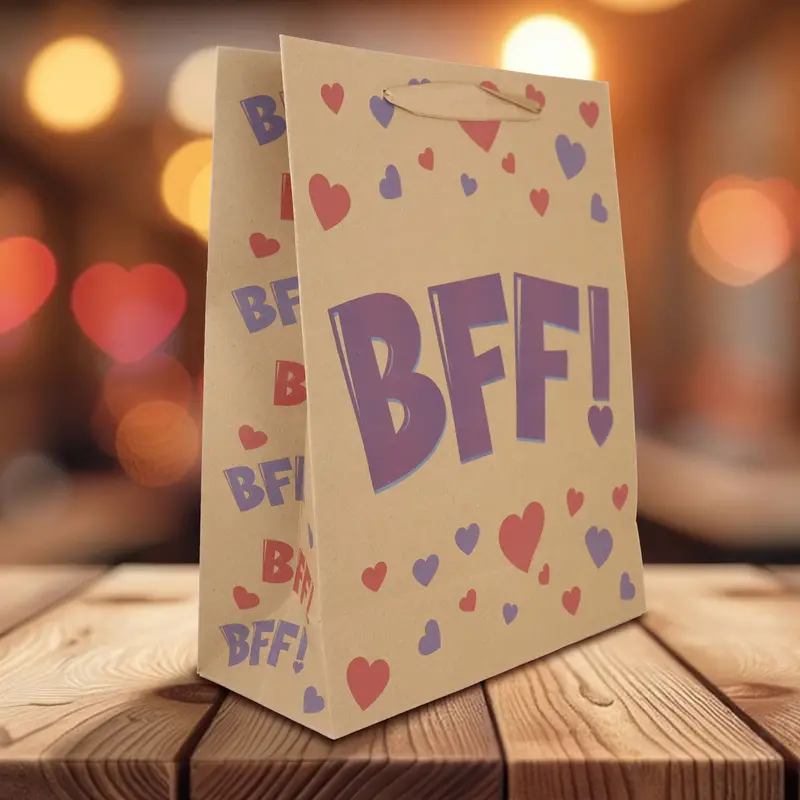 Bolsa De Papel Kraft Para Regalo, Decorada Con Bff 2