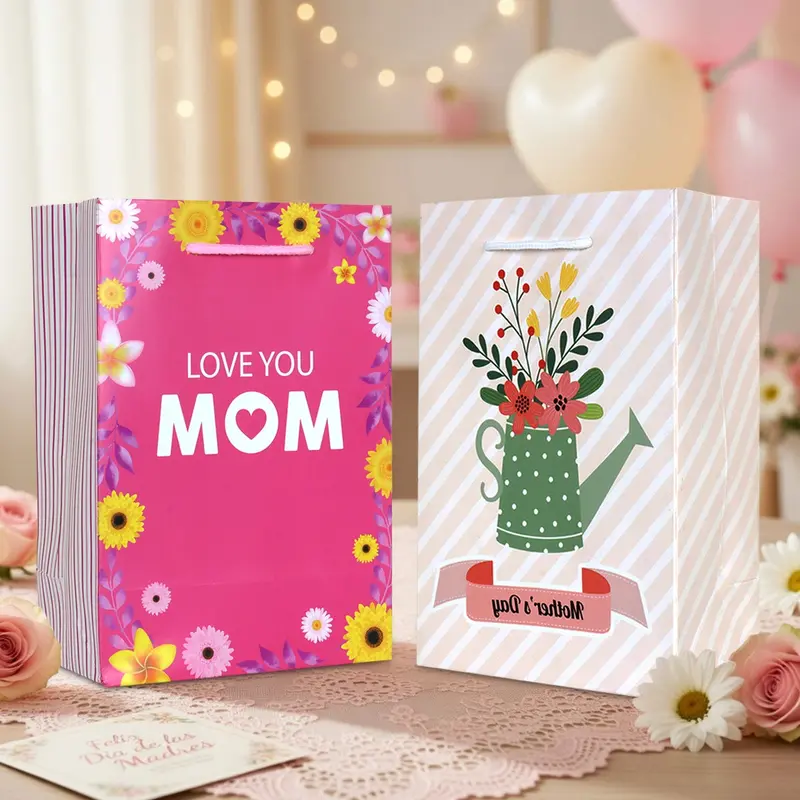 Bolsa De Regalo, 2 Pzas, Diseño Flores 1