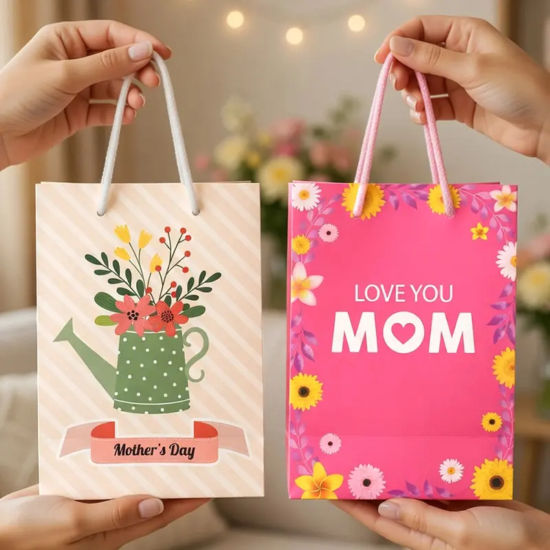 Bolsa De Regalo, 2 Pzas, Diseño Flores 2