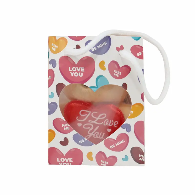 Bolsa De Regalo Con Oso De Peluche Con Corazón, Color Blanco 2