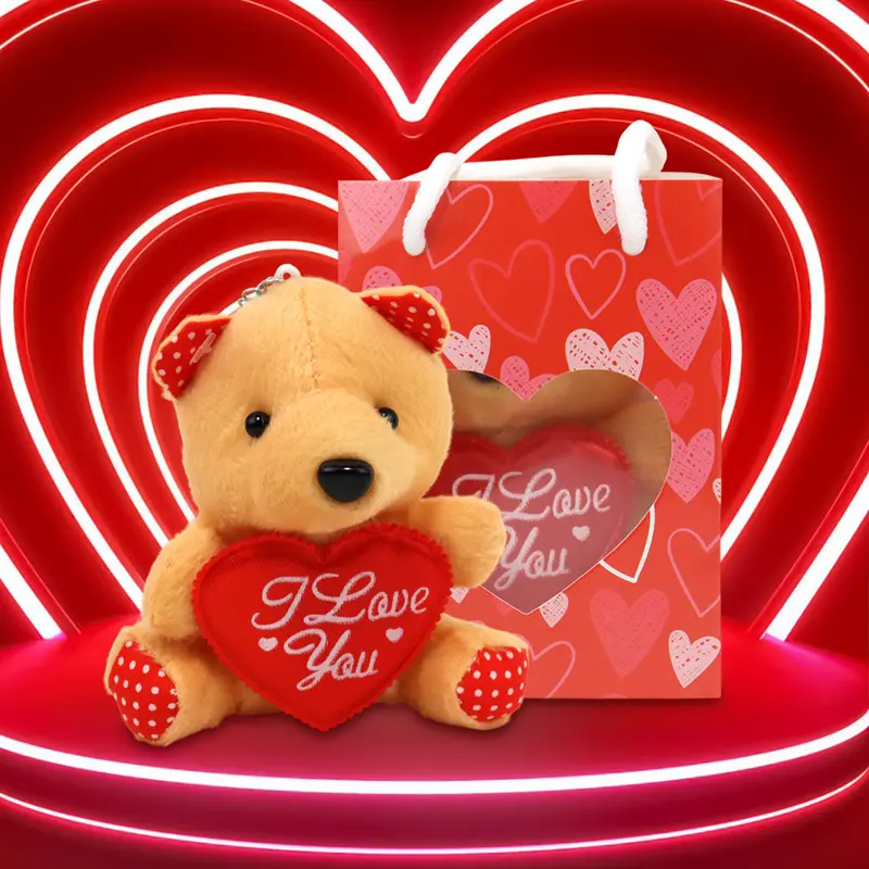 Bolsa De Regalo Con Oso De Peluche Con Corazón, Color Rojo 1