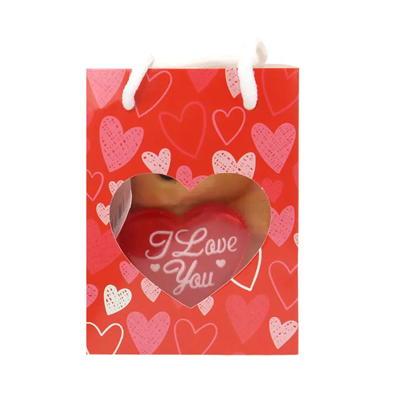 Bolsa De Regalo Con Oso De Peluche Con Corazón, Color Rojo 2