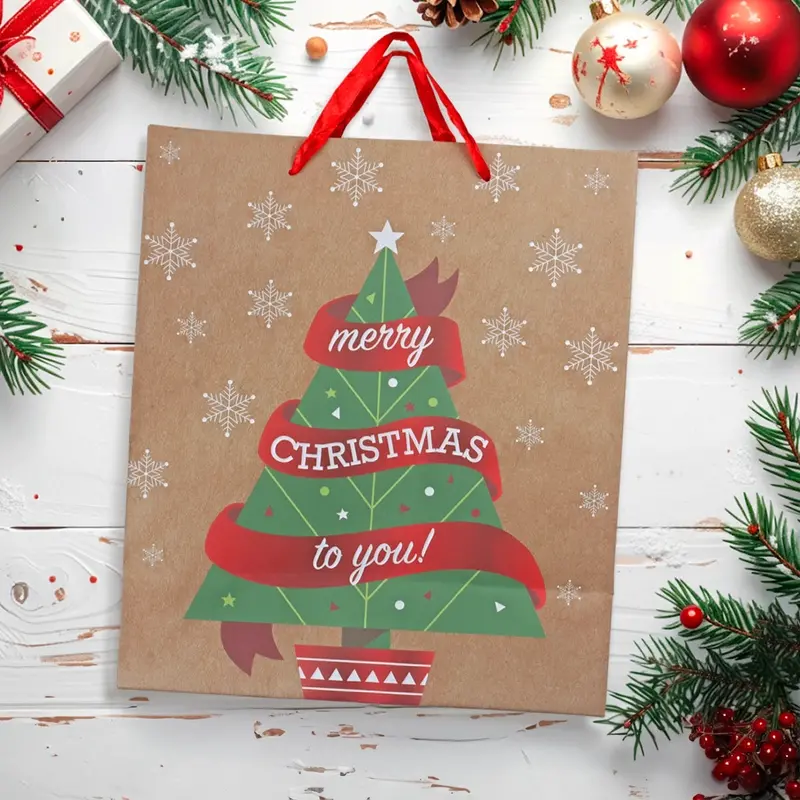 Bolsa De Regalo Navideña, Árbol, Acabado Brillante 2