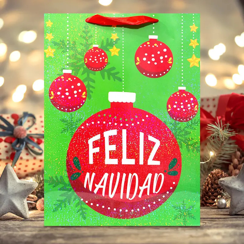 Bolsa De Regalo Navideña, Diseño Esferas 2