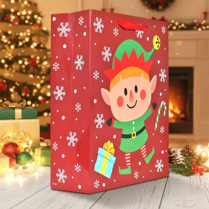 Bolsa De Regalo Navideña, Duende, Color Rojo 1