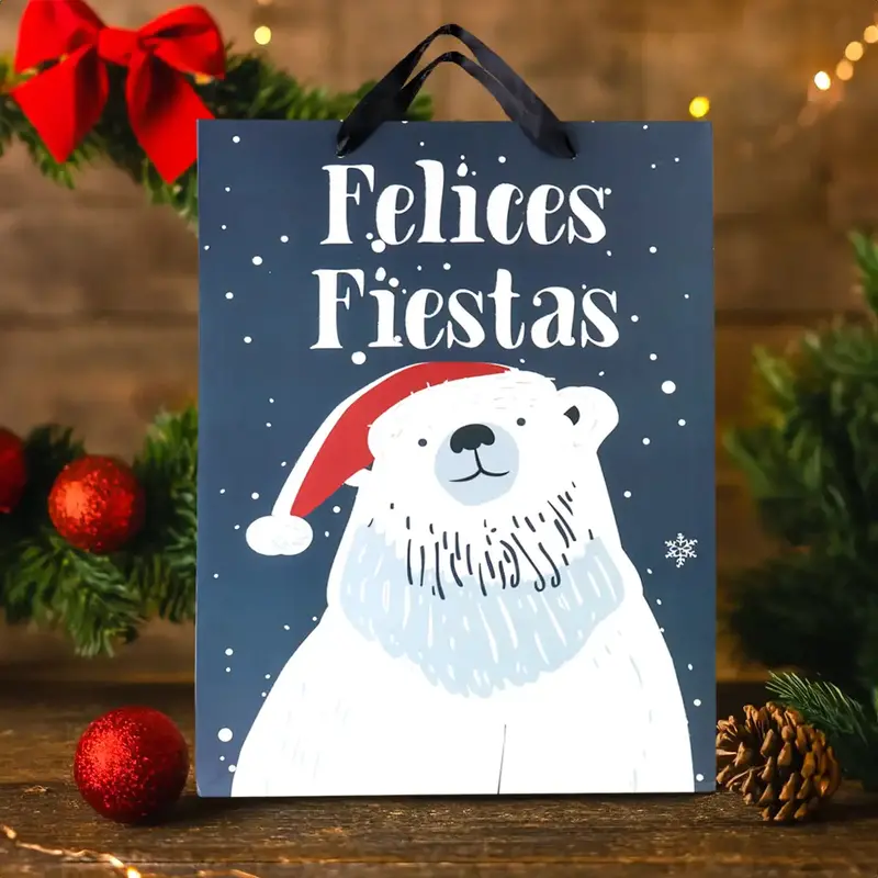 Bolsa De Regalo Navideña, Felices Fiesta, Oso Polar 1