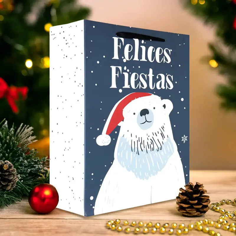 Bolsa De Regalo Navideña, Felices Fiesta, Oso Polar 2