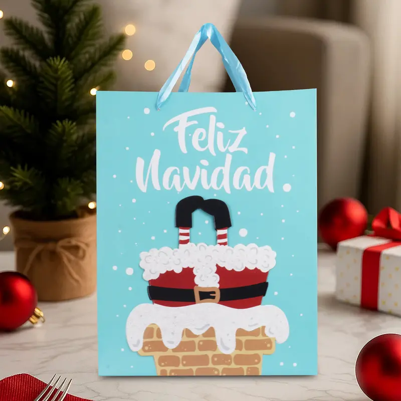 Bolsa De Regalo Navideña, Feliz Navidad, Color Verde 1
