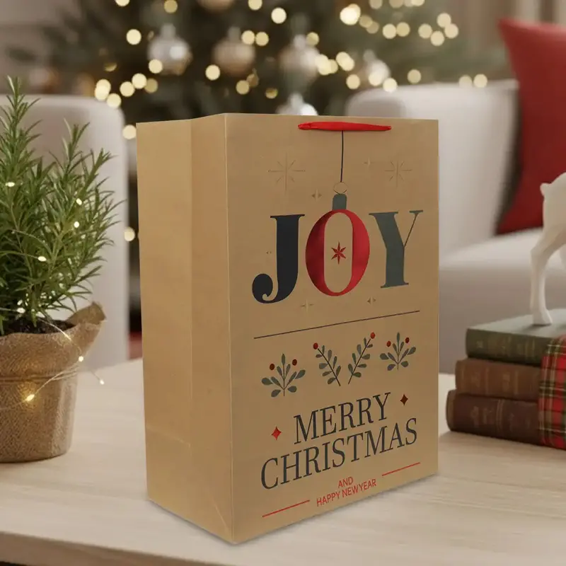 Bolsa De Regalo Navideña, Joy, Acabado Brillante 2