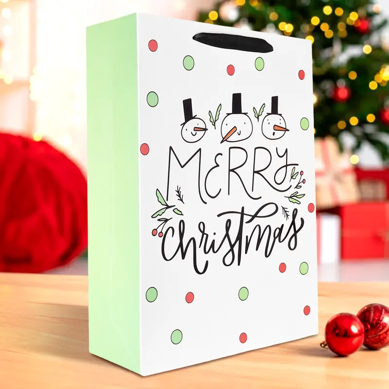 Bolsa De Regalo Navideña, Merry Christmas, Muñecos De Nieve 1