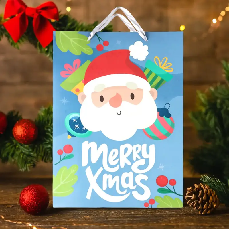 Bolsa De Regalo Navideña, Merry Xmas, Color Azul 1