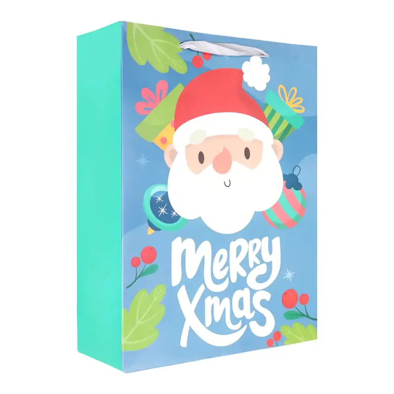 Bolsa De Regalo Navideña, Merry Xmas, Color Azul 2