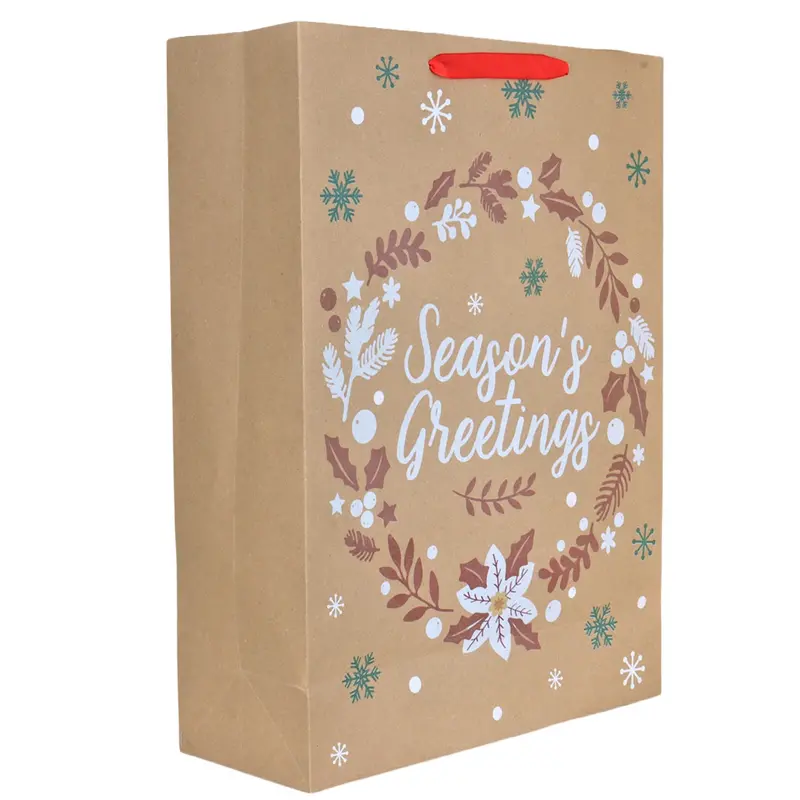 Bolsa De Regalo Navideña, Season's Greetings, Letras Brillantes 2