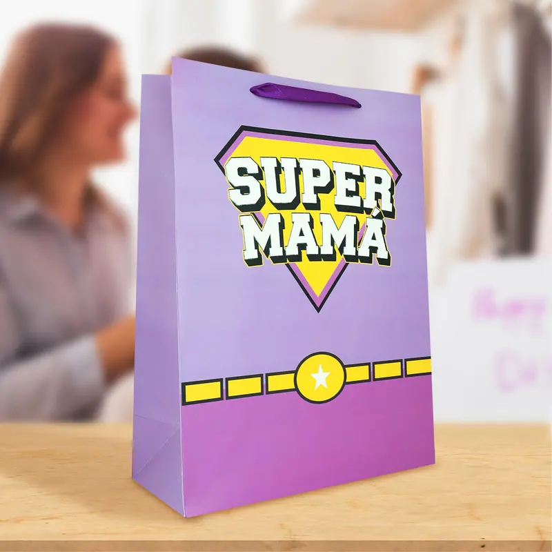 Bolsa De Regalo "Súper Mamá", Color Morado 1
