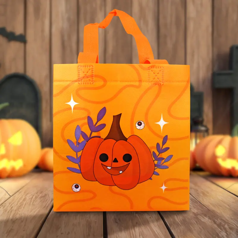 Bolsa De Tela Con Estampado De Calabaza Para Dulces 1