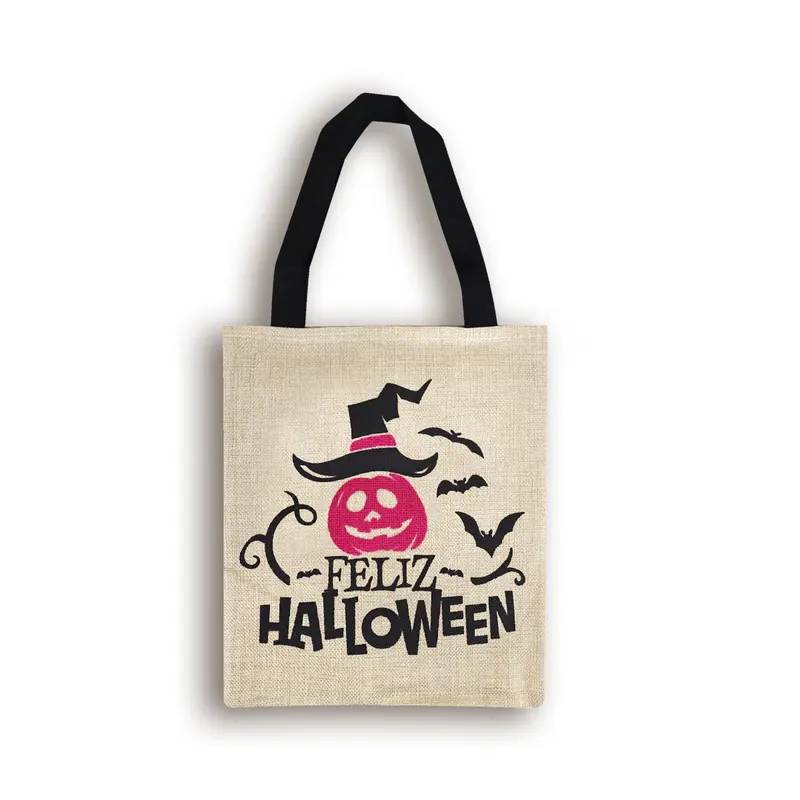 Bolsa De Yute Para Dulces Con Diseño De Halloween 2