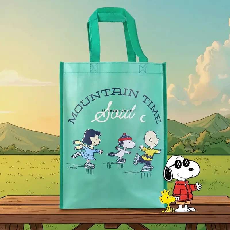 Bolsa Ecológica Navideña, Peanuts, Color Verde 2