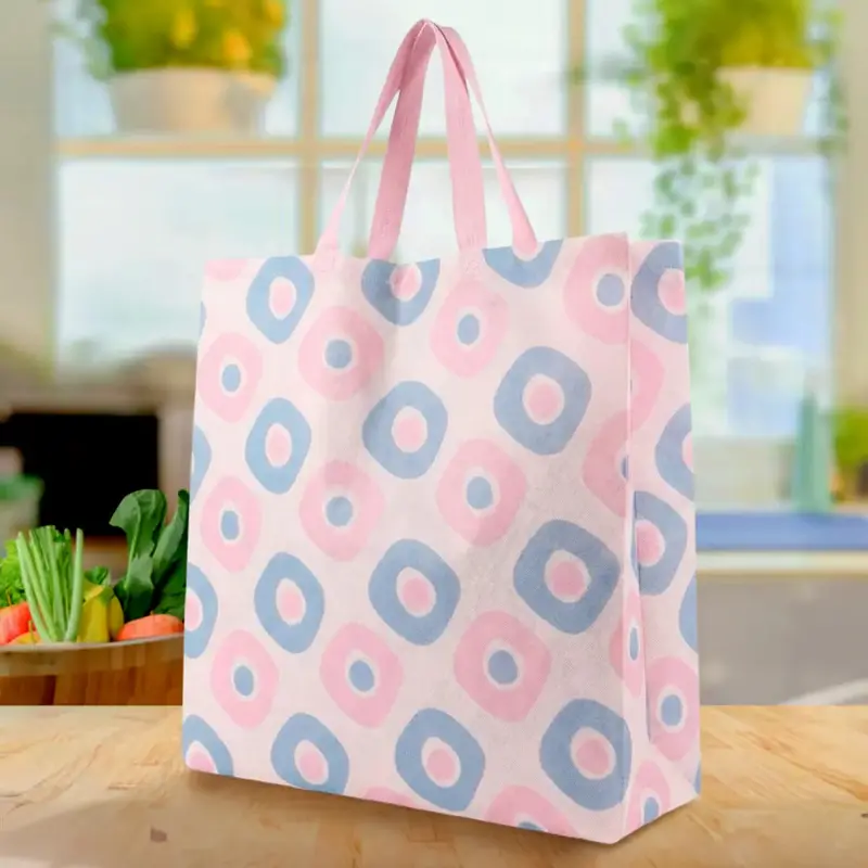 Bolsa Reutilizable Plegable, Color Rosa Y Azul 1