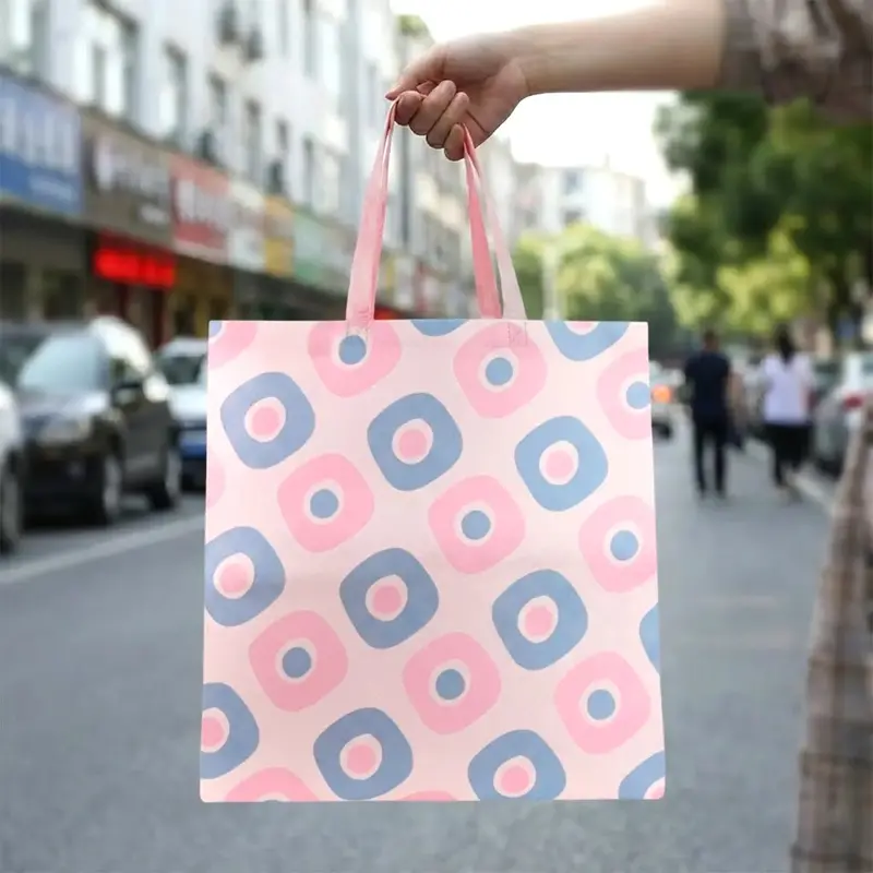 Bolsa Reutilizable Plegable, Color Rosa Y Azul 2