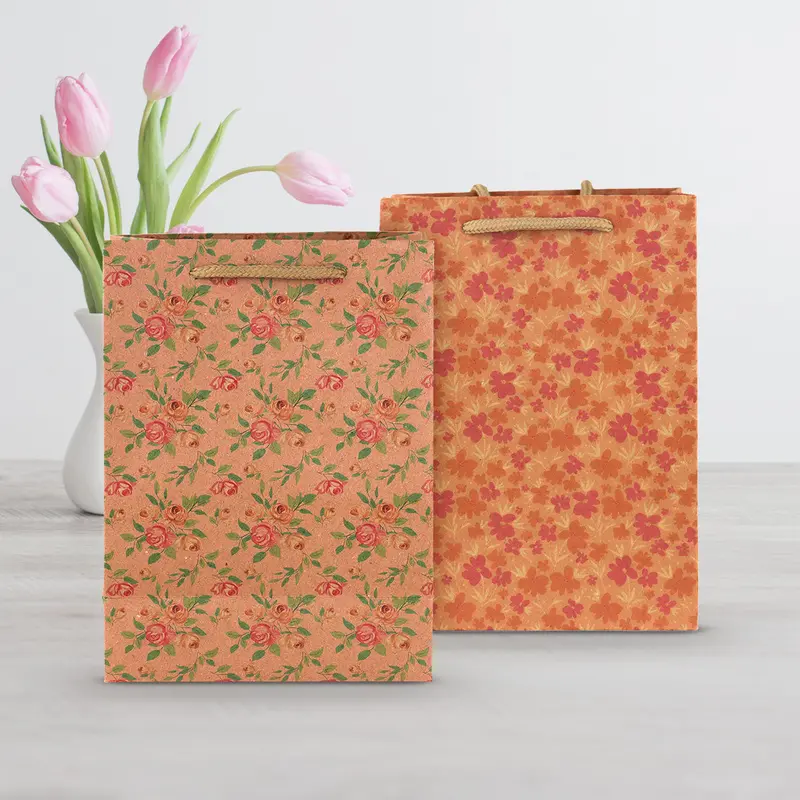 Bolsas De Regalo, Diseño Floral, 2 Pzas 1