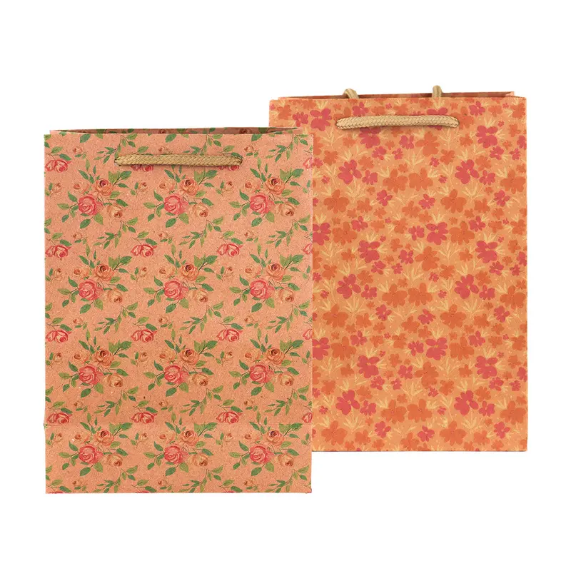 Bolsas De Regalo, Diseño Floral, 2 Pzas 2