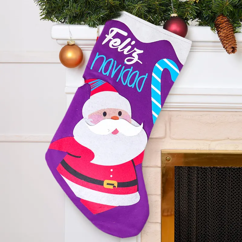 Bota Navideña Color Morado, "Feliz Navidad" 1