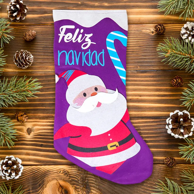 Bota Navideña Color Morado, "Feliz Navidad" 2