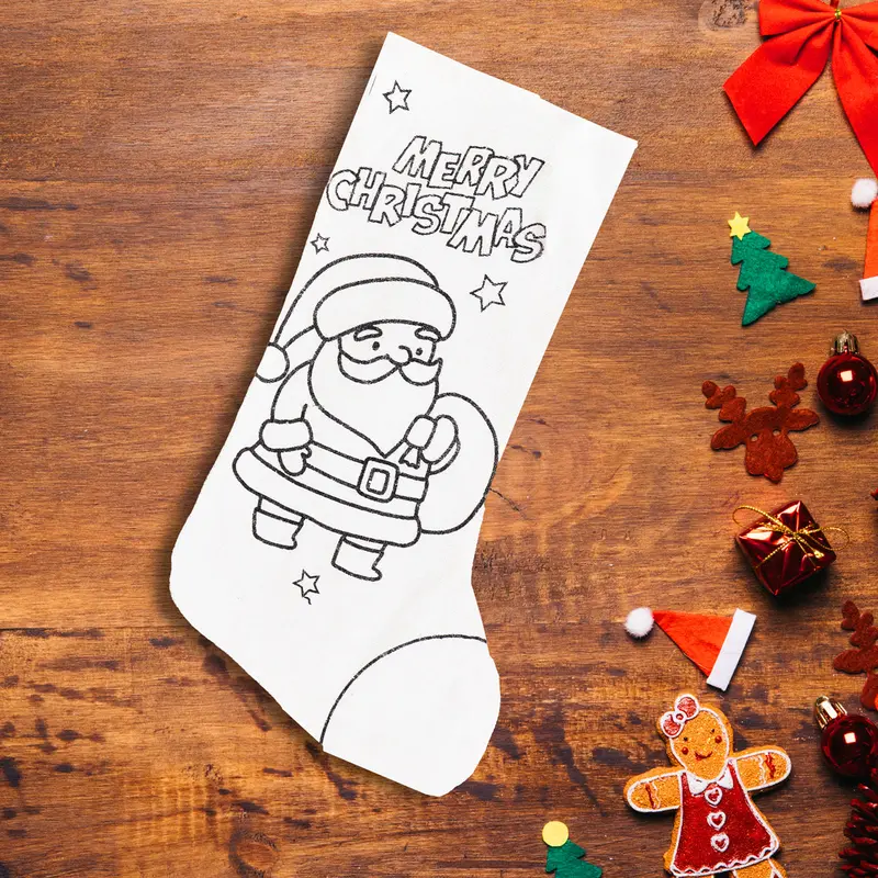 Bota Navideña Para Pintar, Santa Claus 1