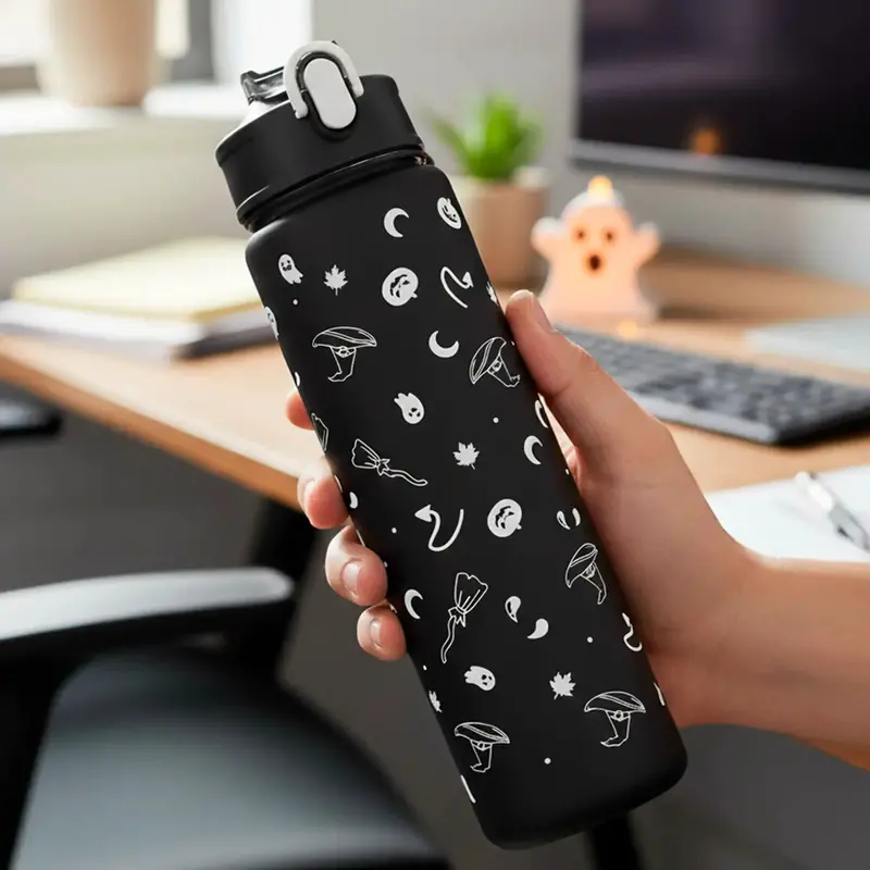 Botella Con Popote, Diseño Bruja, 900 Ml 1