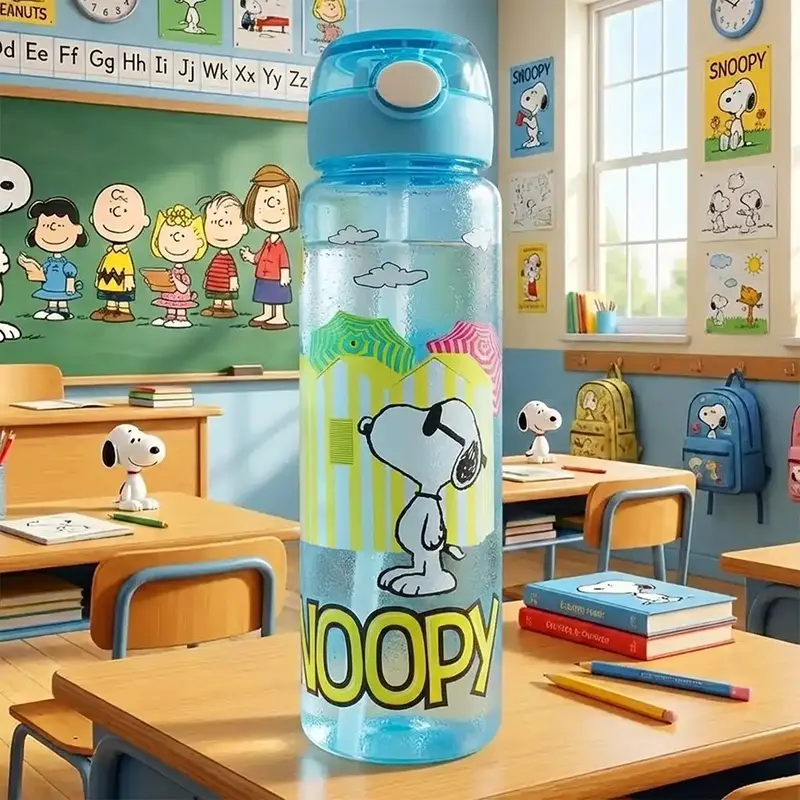 Botella De Agua Con Botón, Peanuts, Color Azul, 680 Ml 2