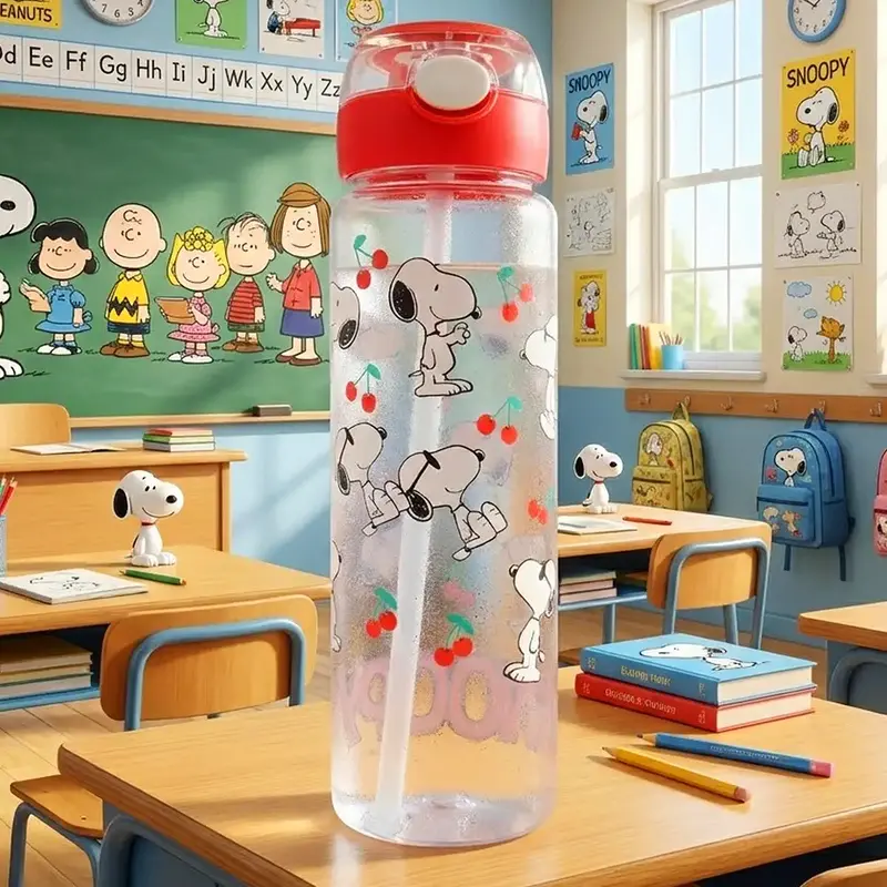 Botella De Agua Con Botón, Peanuts, Color Rojo, 680 Ml 1