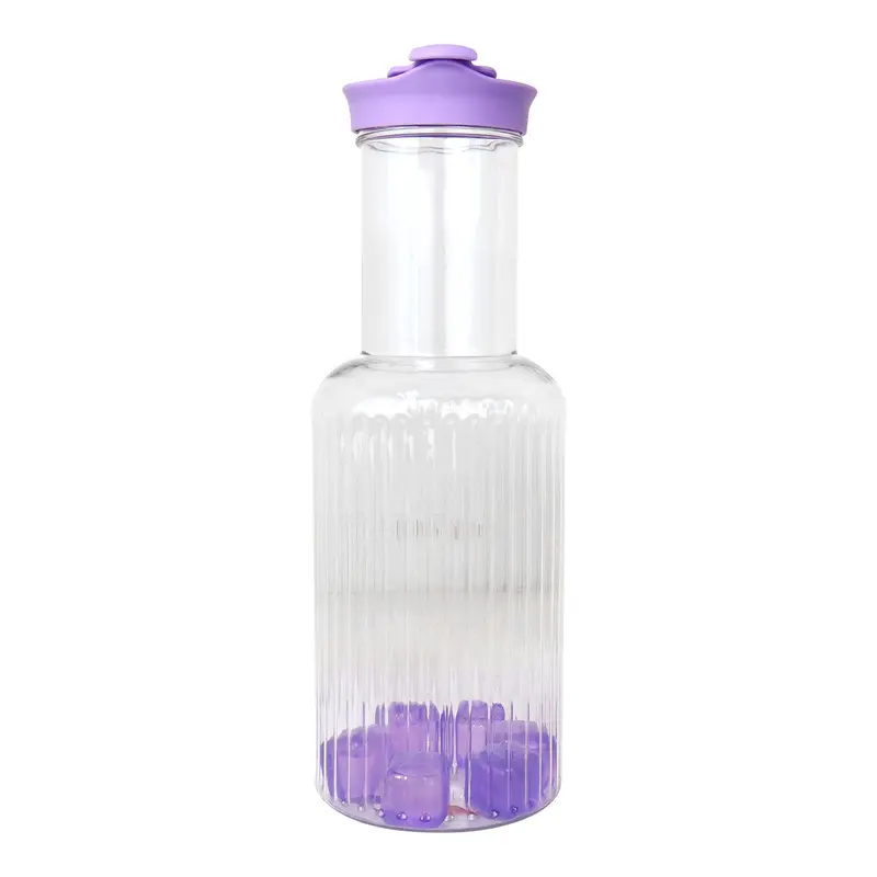 Botella De Agua Con Cubitos De Hielo Reutilizables, Color Morado, 1 L 2