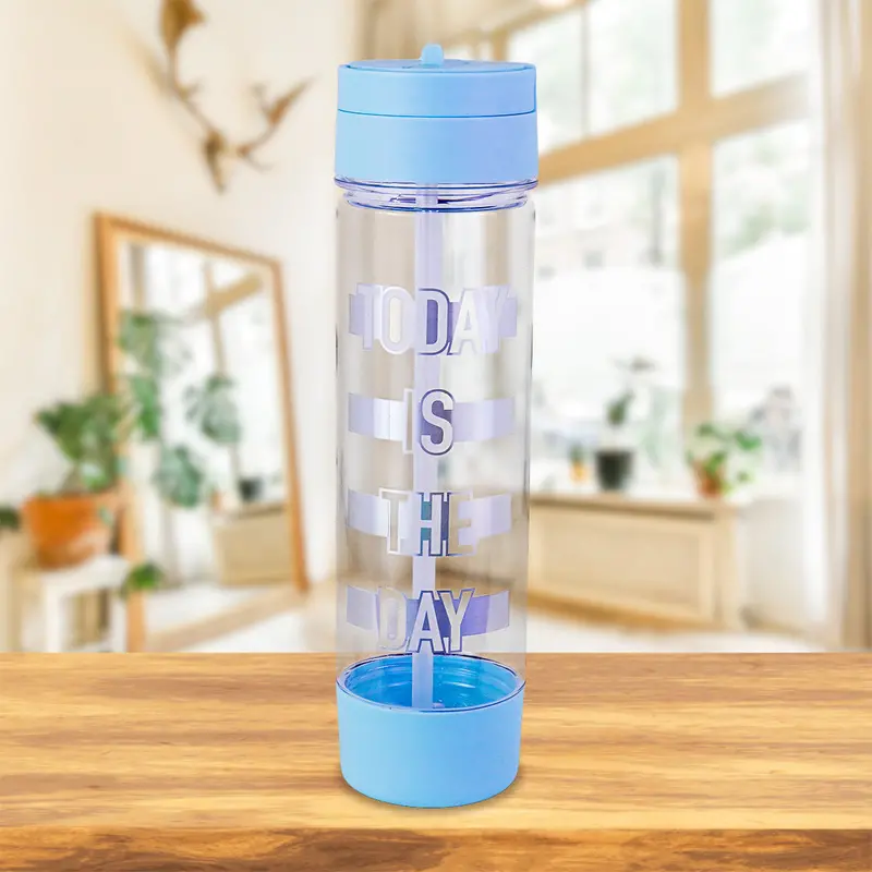 Botella De Plástico Con Tapa, Color Azul Cielo, 680Ml 1
