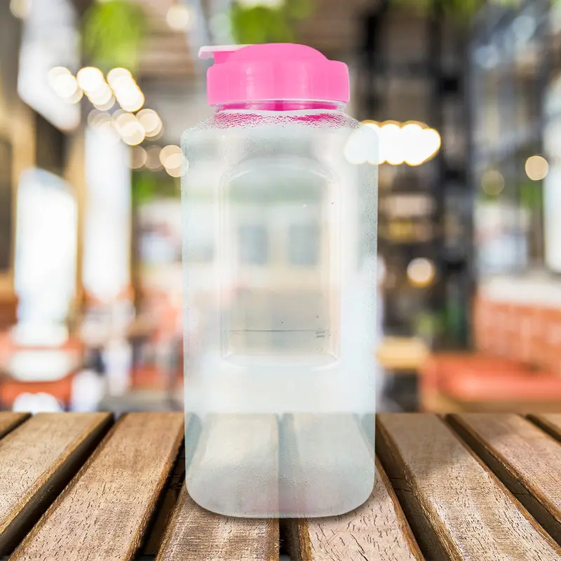 Botella De Plástico Con Tapa Color Rosa 1L 1