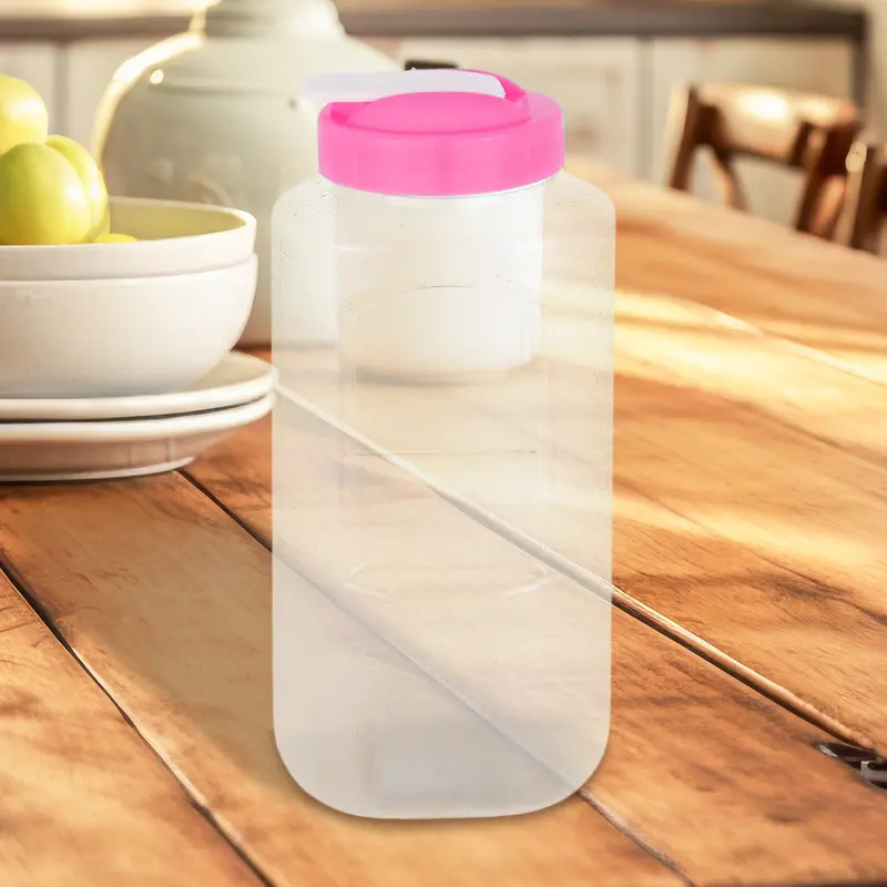 Botella De Plástico Con Tapa Color Rosa 1L 2