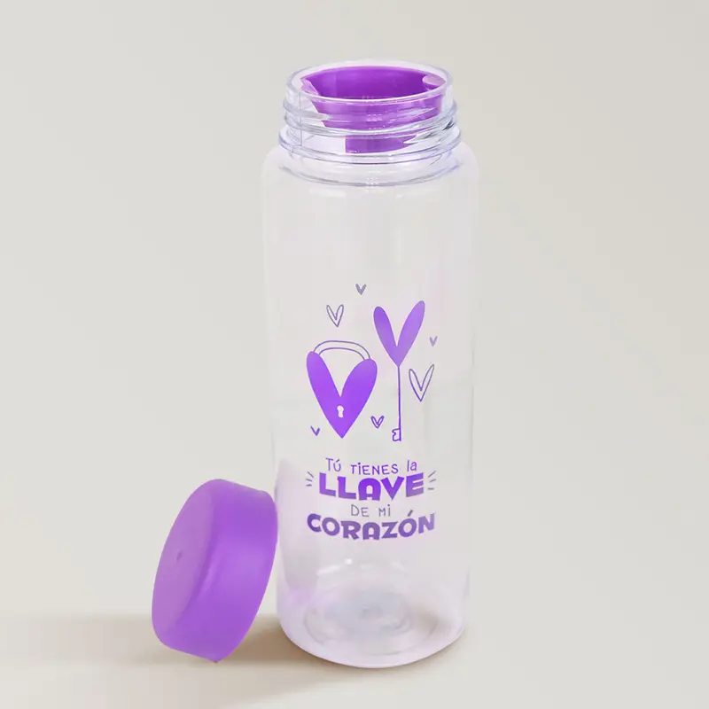Botella De Plástico Love Color Morado San Valentín. 2